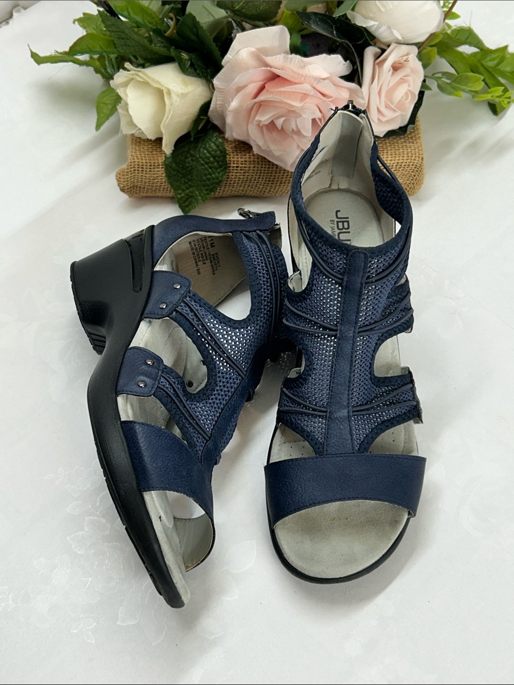 Comfort Stretch Navy Women’s Sandals with Supportive Straps - Picture 4 of 12